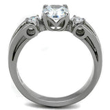 High polished (no plating) Stainless Steel Ring with AAA Grade CZ  in Clear