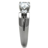 High polished (no plating) Stainless Steel Ring with AAA Grade CZ  in Clear