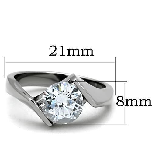 High polished (no plating) Stainless Steel Ring with AAA Grade CZ  in Clear