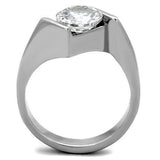 High polished (no plating) Stainless Steel Ring with AAA Grade CZ  in Clear