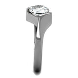 High polished (no plating) Stainless Steel Ring with AAA Grade CZ  in Clear