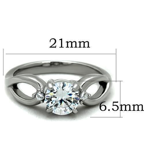 High polished (no plating) Stainless Steel Ring with AAA Grade CZ  in Clear