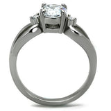 High polished (no plating) Stainless Steel Ring with AAA Grade CZ  in Clear