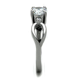 High polished (no plating) Stainless Steel Ring with AAA Grade CZ  in Clear
