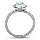 High polished (no plating) Stainless Steel Ring with AAA Grade CZ  in Clear