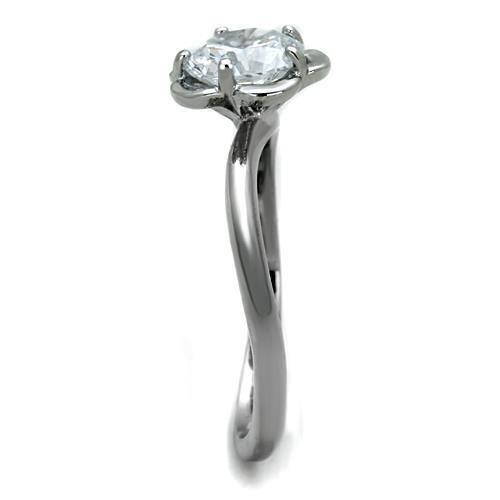 High polished (no plating) Stainless Steel Ring with AAA Grade CZ  in Clear