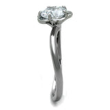 High polished (no plating) Stainless Steel Ring with AAA Grade CZ  in Clear