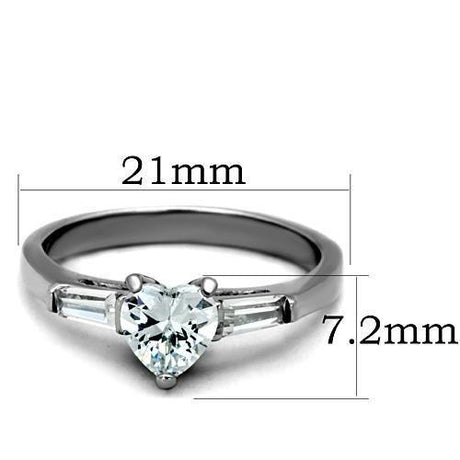 High polished (no plating) Stainless Steel Ring with AAA Grade CZ  in Clear