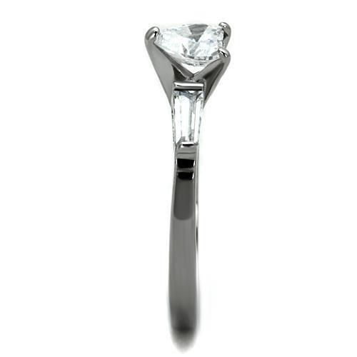 High polished (no plating) Stainless Steel Ring with AAA Grade CZ  in Clear