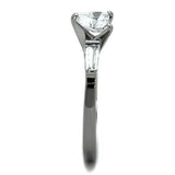 High polished (no plating) Stainless Steel Ring with AAA Grade CZ  in Clear