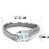 High polished (no plating) Stainless Steel Ring with AAA Grade CZ  in Clear