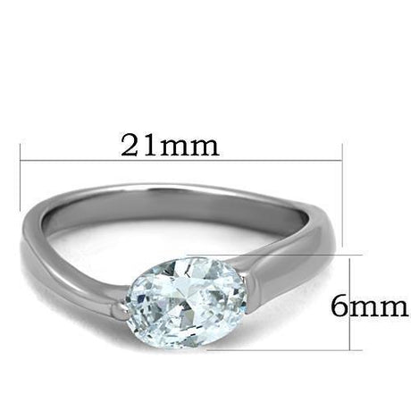 High polished (no plating) Stainless Steel Ring with AAA Grade CZ  in Clear