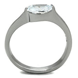 High polished (no plating) Stainless Steel Ring with AAA Grade CZ  in Clear