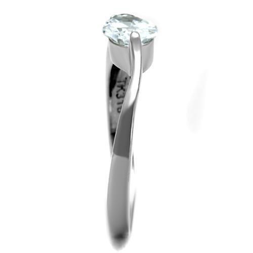 High polished (no plating) Stainless Steel Ring with AAA Grade CZ  in Clear