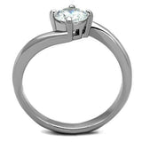 High polished (no plating) Stainless Steel Ring with AAA Grade CZ  in Clear