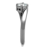 High polished (no plating) Stainless Steel Ring with AAA Grade CZ  in Clear