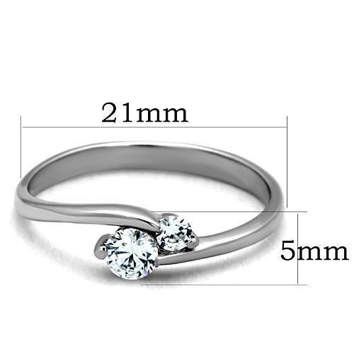 High polished (no plating) Stainless Steel Ring with AAA Grade CZ  in Clear