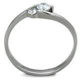 High polished (no plating) Stainless Steel Ring with AAA Grade CZ  in Clear