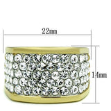 Two-Tone IP Gold (Ion Plating) Stainless Steel Ring with Top Grade Crystal  in Clear