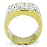 Two-Tone IP Gold (Ion Plating) Stainless Steel Ring with Top Grade Crystal  in Clear