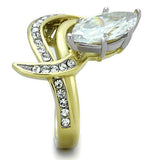 Two-Tone IP Gold (Ion Plating) Stainless Steel Ring with AAA Grade CZ  in Clear