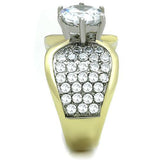 Two-Tone IP Gold (Ion Plating) Stainless Steel Ring with AAA Grade CZ  in Clear