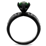IP Black(Ion Plating) Stainless Steel Ring with Synthetic Synthetic Glass in Emerald