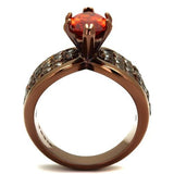 IP Coffee light Stainless Steel Ring with AAA Grade CZ  in Orange