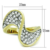 Two-Tone IP Gold (Ion Plating) Stainless Steel Ring with Top Grade Crystal  in Clear