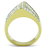 Two-Tone IP Gold (Ion Plating) Stainless Steel Ring with Top Grade Crystal  in Clear