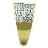 Two-Tone IP Gold (Ion Plating) Stainless Steel Ring with Top Grade Crystal  in Clear