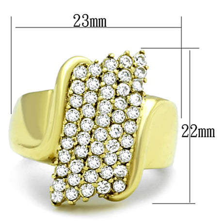 IP Gold(Ion Plating) Stainless Steel Ring with AAA Grade CZ  in Clear