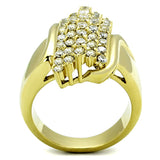 IP Gold(Ion Plating) Stainless Steel Ring with AAA Grade CZ  in Clear