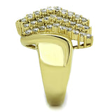 IP Gold(Ion Plating) Stainless Steel Ring with AAA Grade CZ  in Clear