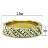 Two-Tone IP Gold (Ion Plating) Stainless Steel Ring with Top Grade Crystal  in Clear