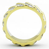 Two-Tone IP Gold (Ion Plating) Stainless Steel Ring with Top Grade Crystal  in Clear