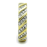 Two-Tone IP Gold (Ion Plating) Stainless Steel Ring with Top Grade Crystal  in Clear
