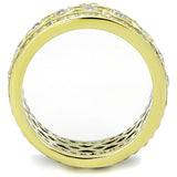 IP Gold(Ion Plating) Stainless Steel Ring with AAA Grade CZ  in Clear