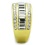 IP Gold(Ion Plating) Stainless Steel Ring with Top Grade Crystal  in Clear