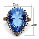 IP Coffee light Stainless Steel Ring with Top Grade Crystal  in Light Sapphire