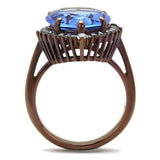 IP Coffee light Stainless Steel Ring with Top Grade Crystal  in Light Sapphire