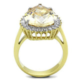 Two-Tone IP Gold (Ion Plating) Stainless Steel Ring with AAA Grade CZ  in Champagne