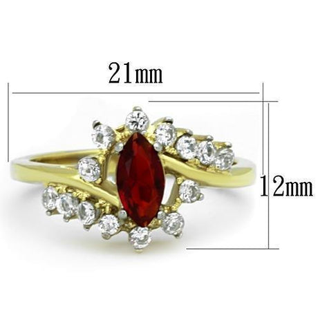 Two-Tone IP Gold (Ion Plating) Stainless Steel Ring with Synthetic Synthetic Glass in Siam