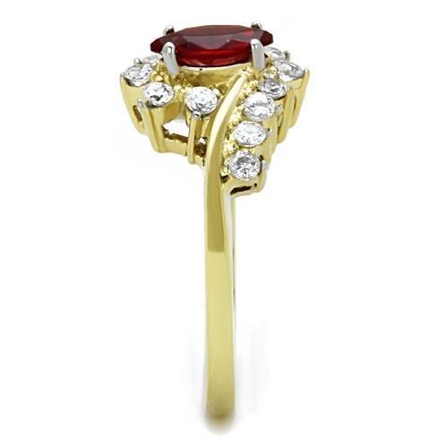 Two-Tone IP Gold (Ion Plating) Stainless Steel Ring with Synthetic Synthetic Glass in Siam