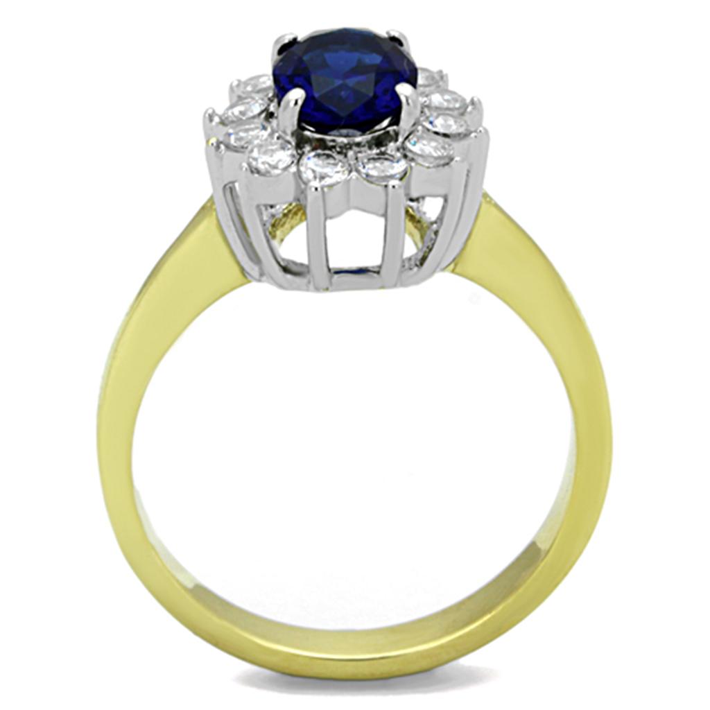 Two-Tone IP Gold (Ion Plating) Stainless Steel Ring with Synthetic Synthetic Glass in Montana