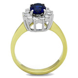 Two-Tone IP Gold (Ion Plating) Stainless Steel Ring with Synthetic Synthetic Glass in Montana