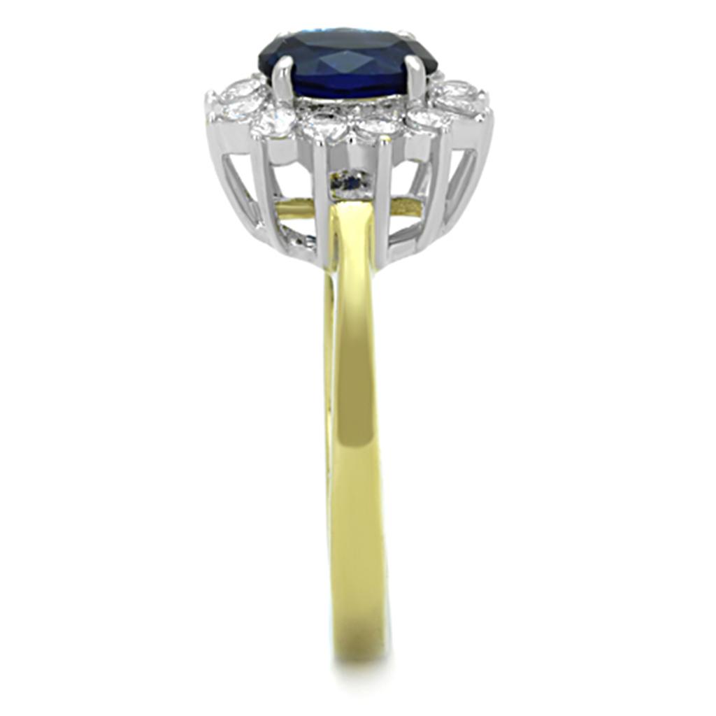 Two-Tone IP Gold (Ion Plating) Stainless Steel Ring with Synthetic Synthetic Glass in Montana