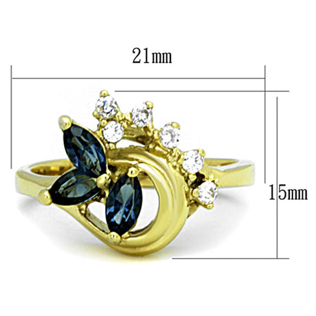 IP Gold(Ion Plating) Stainless Steel Ring with Top Grade Crystal  in Montana