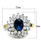 Two-Tone IP Gold (Ion Plating) Stainless Steel Ring with Top Grade Crystal  in Montana