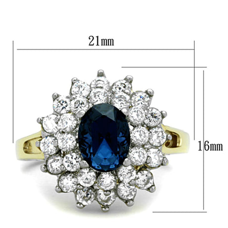 Two-Tone IP Gold (Ion Plating) Stainless Steel Ring with Top Grade Crystal  in Montana